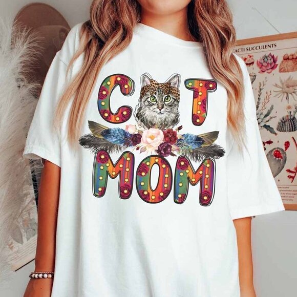 Julia A Other - Boho Cat Mom Funny Mothers Day Vintage Cat Mom Retro T-Shirt